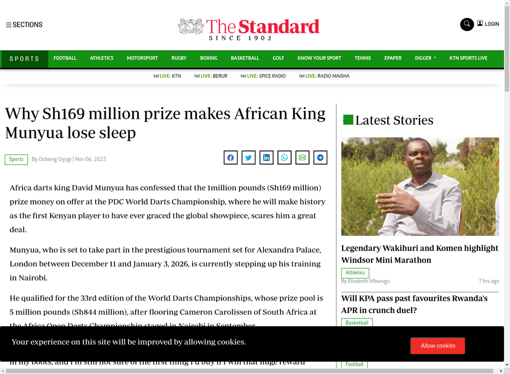 Why Sh169 million prize makes African King Munyua lose sleep
